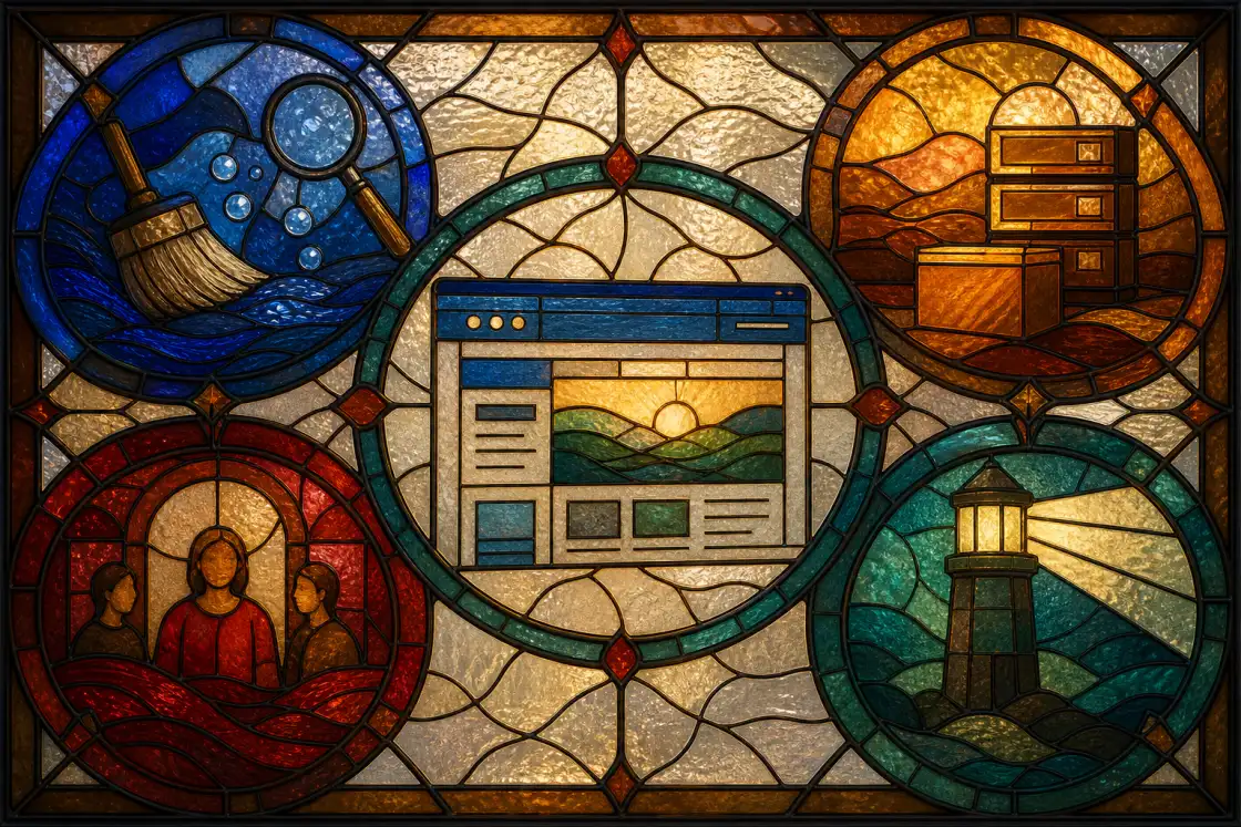 Očišćen web sajt okružen održavanjem, rezervnim kopijama, kontrolom pristupa i monitoringom